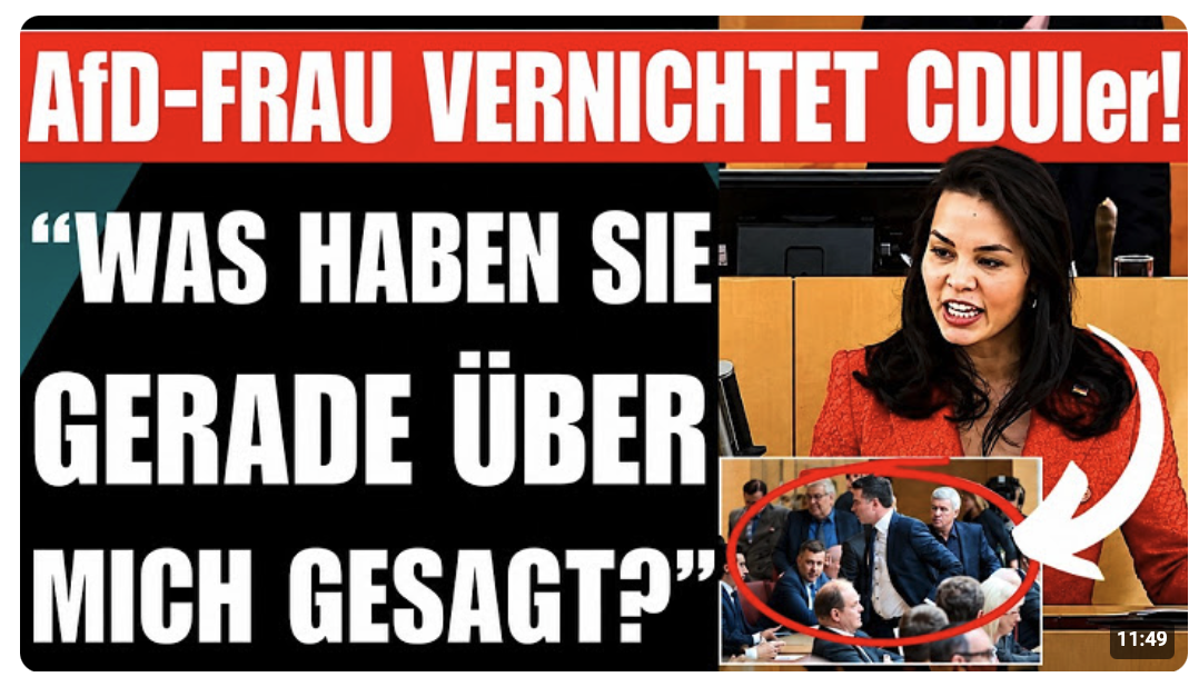 TOSENDER APPLAUS für AfD-FRAU  FRECHEM CDUler wird DAS MUNDWERK GESTOPFT  REDE ENTGLEIST VÖLLIG !