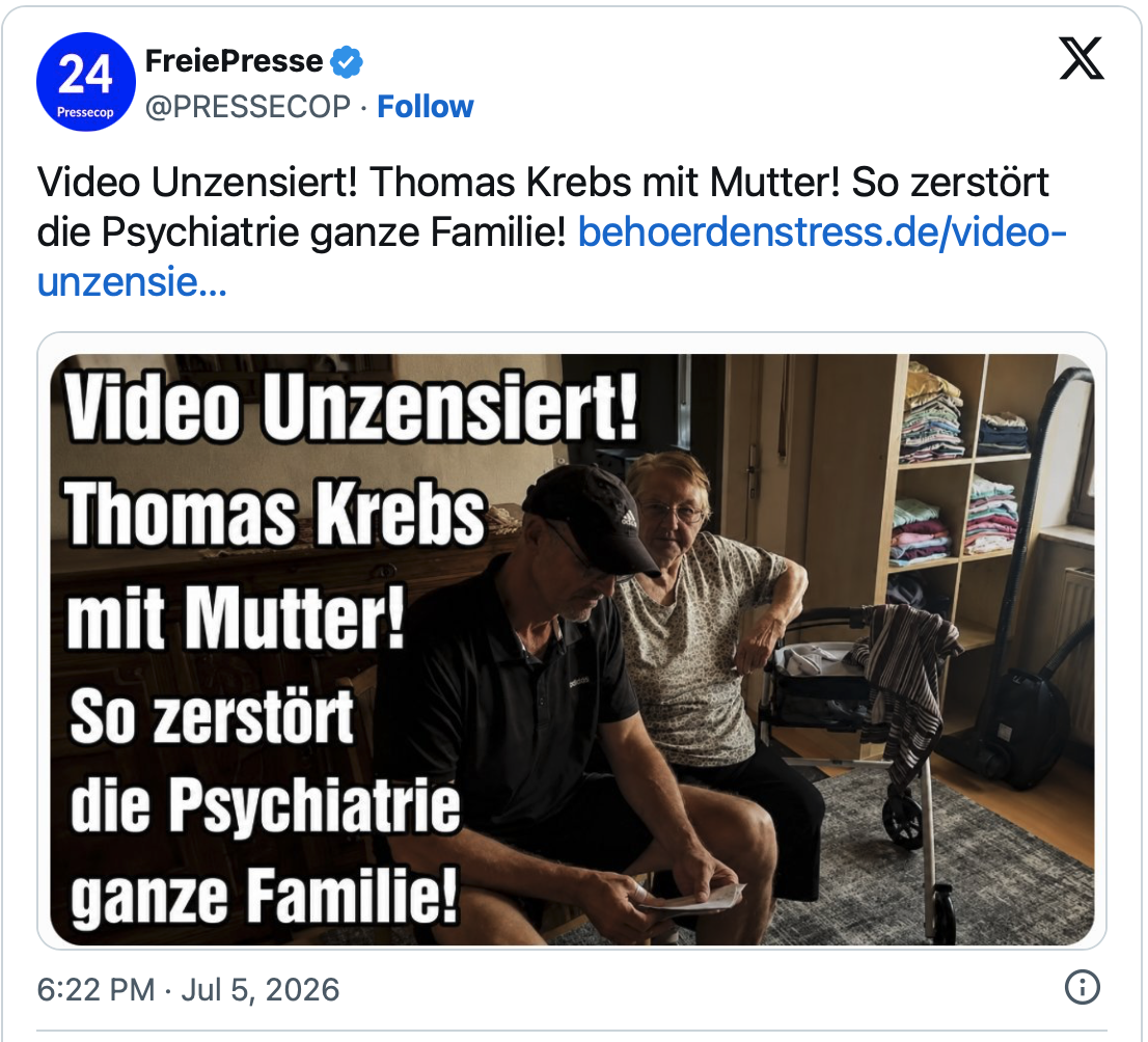 Thomas Krebs und seine Mutter: Wenn Psychiatrie eine ganze Familie zerreibt