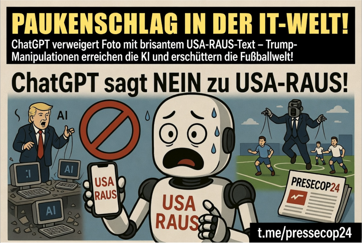 PAUKENSCHLAG IN DER IT-WELT! ChatGPT verweigert Foto mit brisantem USA-RAUS-Text – Trump-Manipulationen erreichen die KI und erschüttern die Fußballwelt!