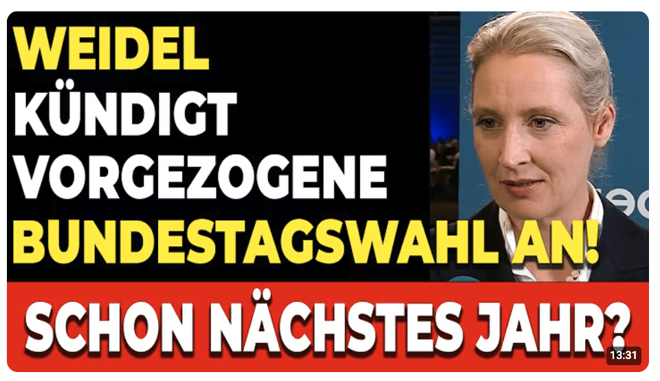 UNGLAUBLICH! Weidel kündigt vorgezogene Bundestagswahl an! Schon nächstes Jahr?
