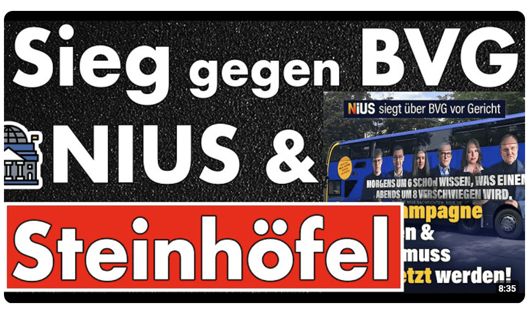 Klatsche vor Gericht! BVG muss Werbung von NIUS fortsetzen! Zwei Geschlechter sind nicht illegal!