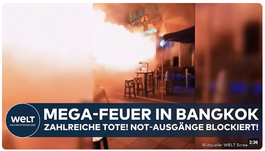 BANGKOK: Inferno in Bar! Not-Ausgänge blockiert! Zahlreiche Tote nach Feuer