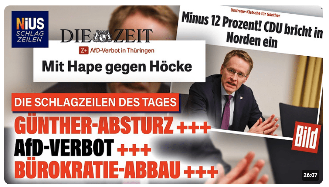 Günther-Absturz: CDU verliert 12 Punkte in Schleswig-Holstein | NIUS Live