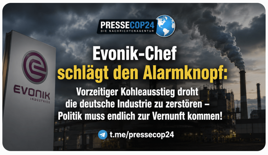Evonik-Chef schlägt den Alarmknopf: Vorzeitiger Kohleausstieg droht die deutsche Industrie zu zerstören – Politik muss endlich zur Vernunft kommen!