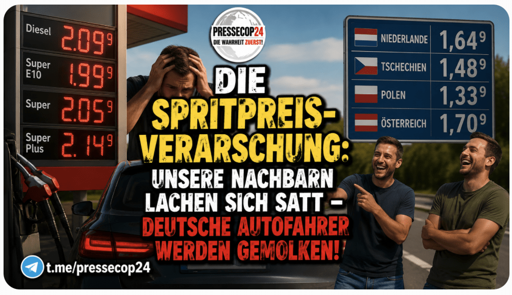 DIE SPRITPREIS-VERARSCHUNG: UNSERE NACHBARN LACHEN SICH SATT – DEUTSCHE AUTOFAHRER WERDEN GEMOLKEN!