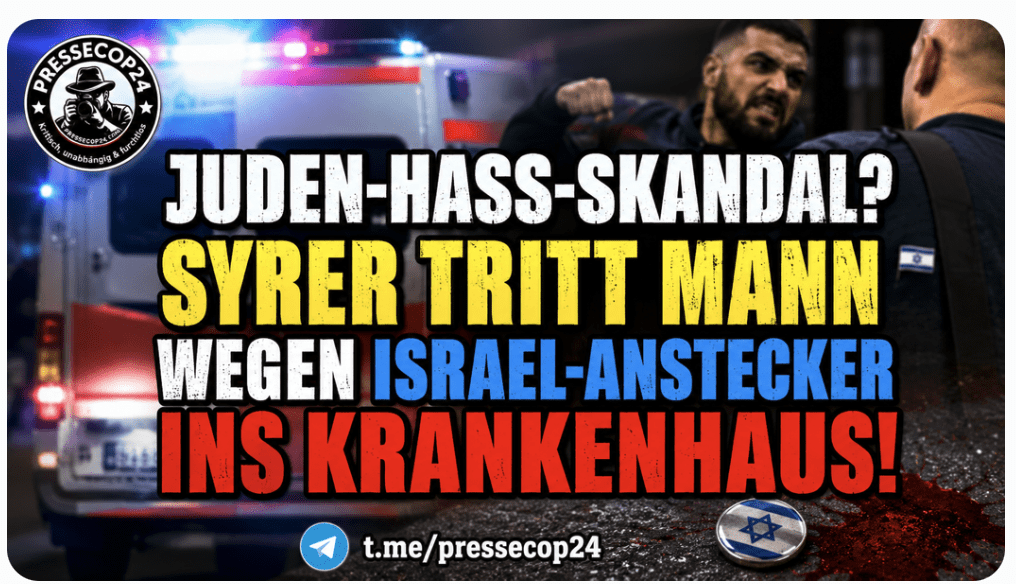 Juden-Hass-Skandal? Syrer tritt Mann wegen Israel-Anstecker ins Krankenhaus! BLUT-ATTACKE AN DER AMPEL!