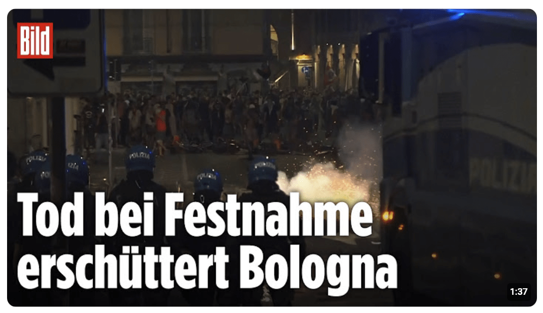 Bologna: Gewaltsame Proteste nach tödlichem Polizeieinsatz