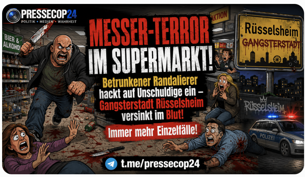 MESSER-TERROR IM SUPERMARKT! Betrunkener Randalierer hackt auf Unschuldige ein – Gangsterstadt Rüsselsheim versinkt im Blut!
