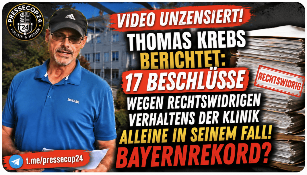 Video Unzensiert: Thomas Krebs berichtet über  das vorliegen von 17  Beschlüssen  wegen rechtswidrigen Verhalten der Klinik BKH LOHR AM MAIN  alleine in seinem Fall! Bayernrekord?