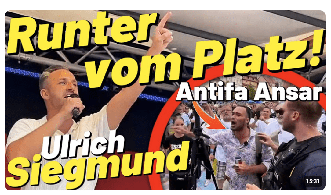 Ulrich Siegmund wirft Antifa Ansar vom Platz!  Störung bei Rede AfD Simson Fahrt in Weißenfels!
