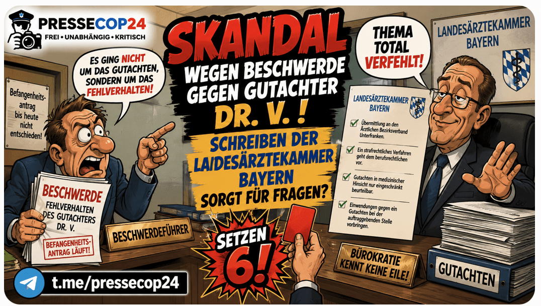 SKANDAL WEGEN BESCHWERDE GEGEN GUTACHTER DR. V. !  SCHREIBEN DER LANDESÄRZTEKAMMER BAYERN SORGT FÜR FRAGEN? THEMA TOTAL  VERFEHLT  SETZEN 6!