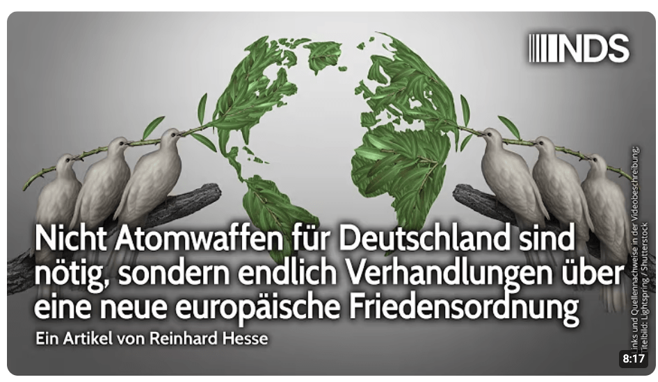 Nicht Atomwaffen für Deutschland sondern endlich Verhandlungen über neue europäische Friedensordnung