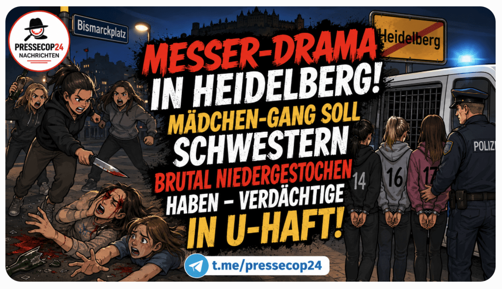 MESSER-DRAMA IN HEIDELBERG! MÄDCHEN-GANG SOLL SCHWESTERN BRUTAL NIEDERGESTOCHEN HABEN – VERDÄCHTIGE IN U-HAFT!