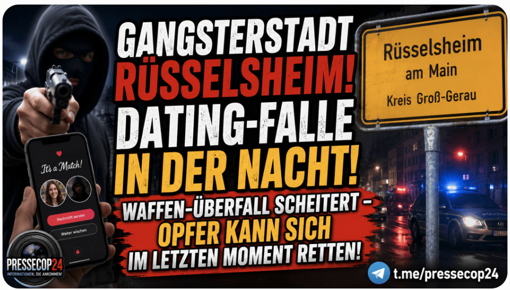 GANGSTERSTADT RÜSSELSHEIM! DATING-FALLE IN DER NACHT! WAFFEN-ÜBERFALL SCHEITERT – OPFER KANN SICH IM LETZTEN MOMENT RETTEN!