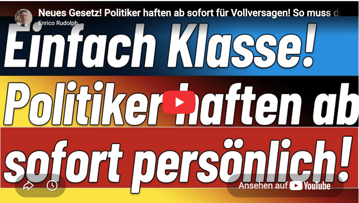 Neues Gesetz! Politiker haften ab sofort für Vollversagen! So muss das auch hier laufen!