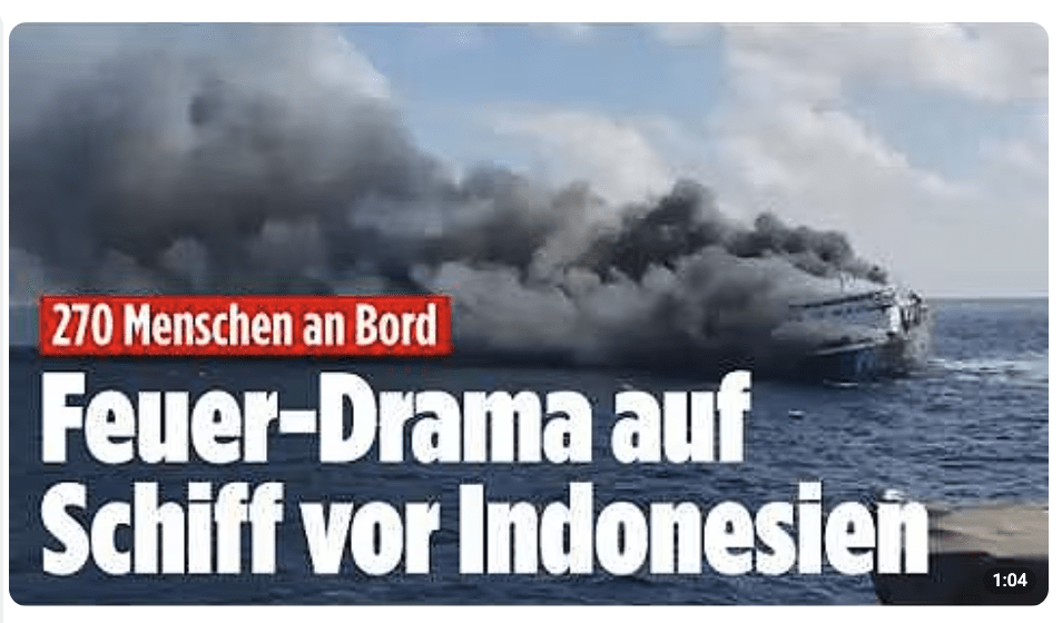 Rettungsaktion vor Indonesien: Feuer auf Schiff mit rund 270 Passagieren
