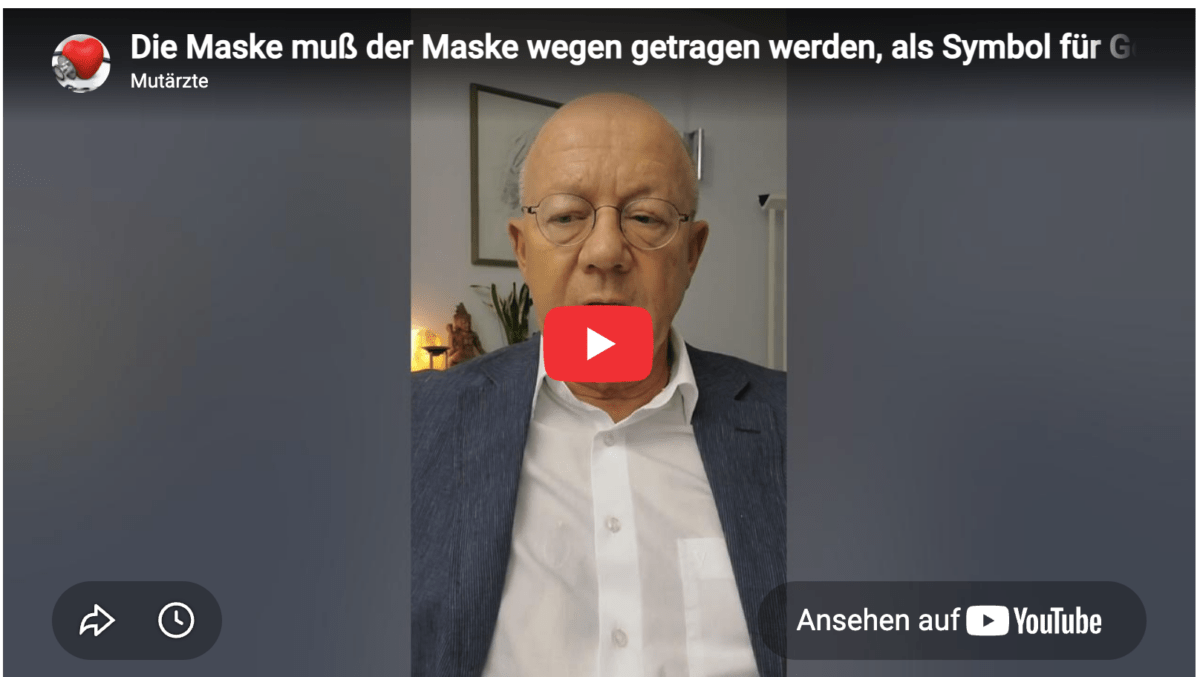 Die Maske muß der Maske wegen getragen werden, als Symbol für Gehorsam: Revision Maskenfall Urmetzer