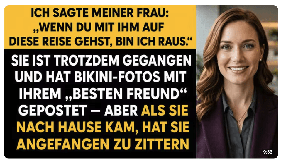 Ich sagte meiner Frau： „Wenn du mit ihm fährst, bin ich weg“ – Sie ging trotzdem…