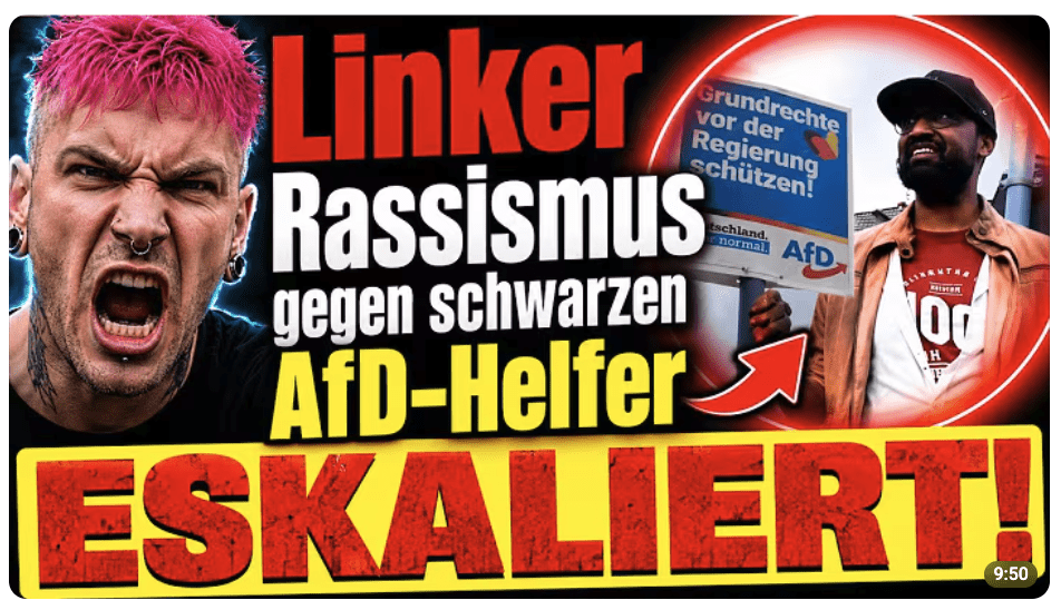 Linker Rassismus gegen schwarzen AfD-Helfer – diese Doppelmoral ist unfassbar….