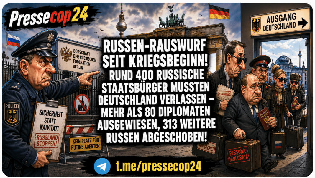 ABSCHIEBE-HAMMER: RUSSEN-RAUSWURF SEIT KRIEGSBEGINN! RUND 400 RUSSISCHE STAATSBÜRGER MUSSTEN DEUTSCHLAND VERLASSEN – MEHR ALS 80 DIPLOMATEN AUSGEWIESEN, 313 WEITERE RUSSEN ABGESCHOBEN!