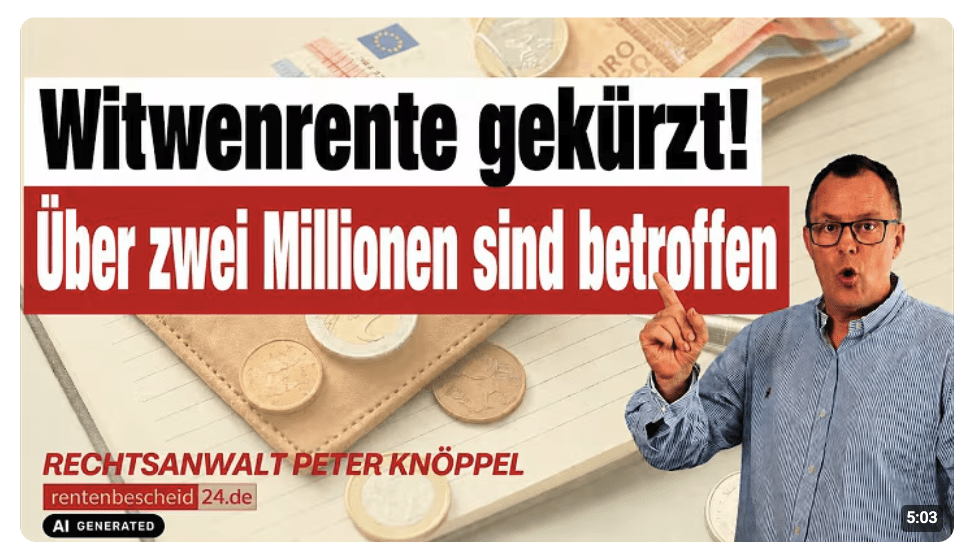 Witwenrente gekürzt: Über 2 Millionen sind betroffen