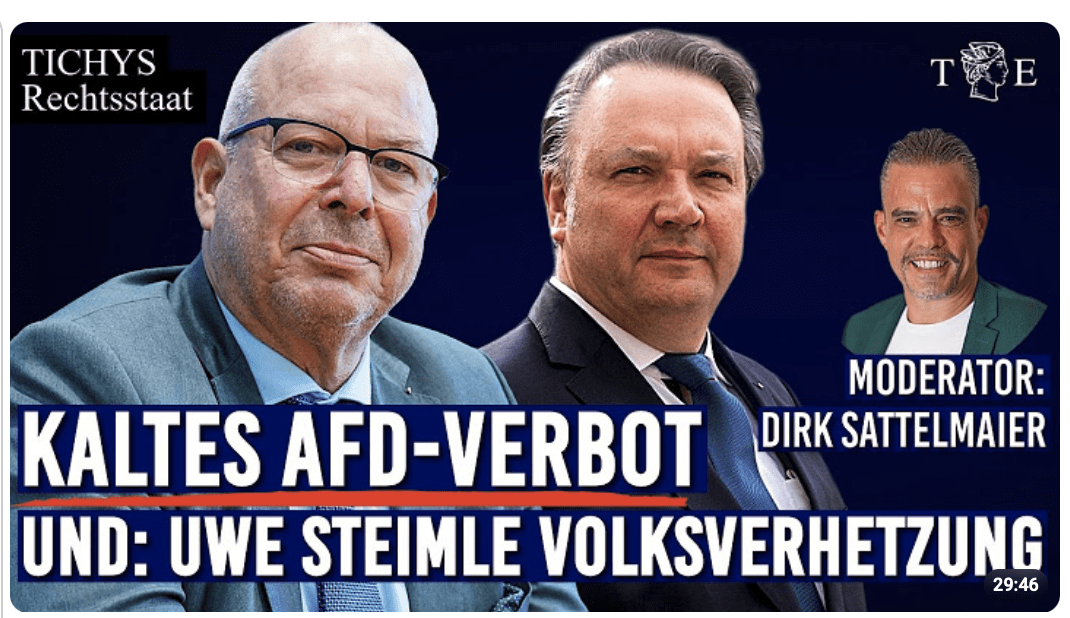 SPD-Politiker schalten AfD aus; Uwe Steimle: wegen Volksverhetzung angezeigt | TICHYS Rechtsstaat