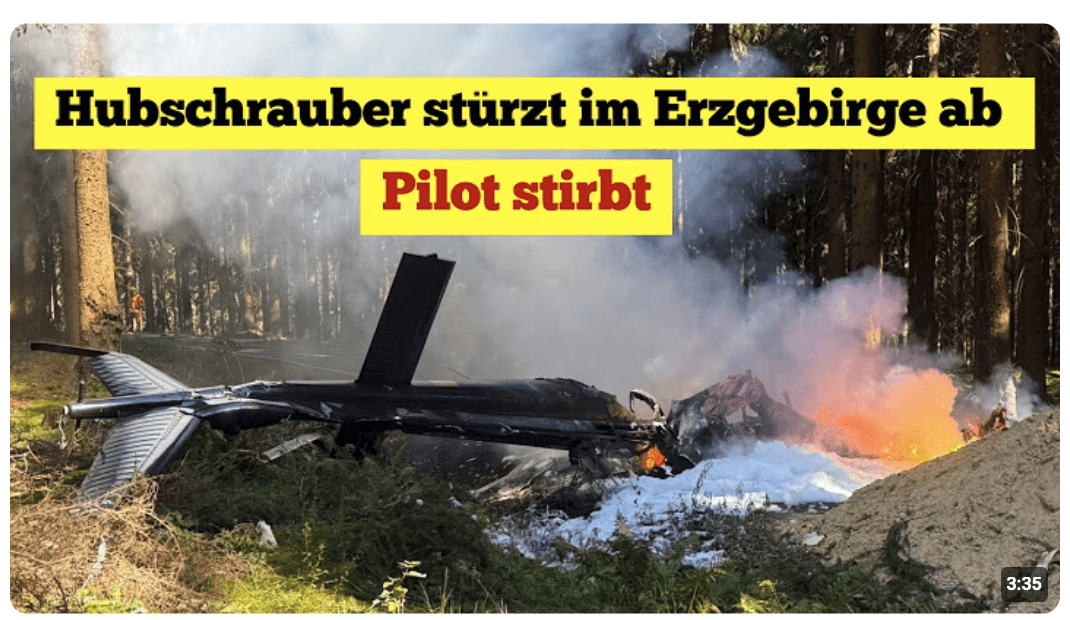 Hubschrauber stürzt im Erzgebirge ab: Pilot stirbt