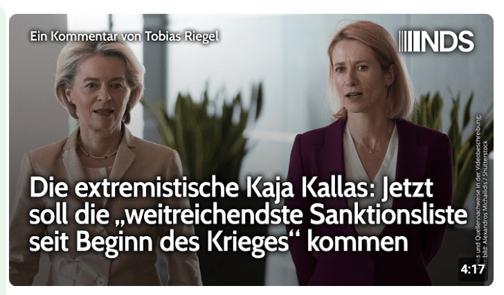 Die extremistische Kaja Kallas: „weitreichendste Sanktionsliste seit Beginn des Krieges“ soll kommen