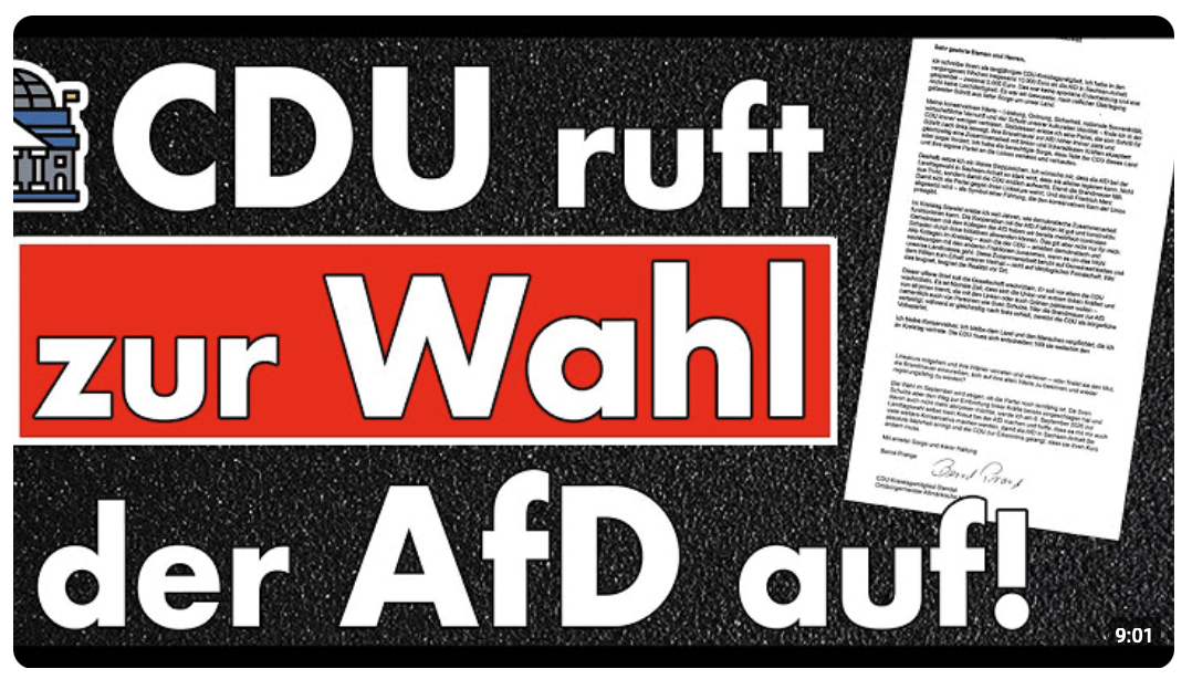 Paukenschlag: CDU-Bürgermeister ruft zur Wahl der AfD & dem Sturz von Merz & Schulze auf!