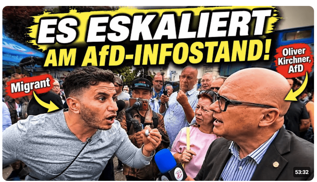 AfD Infostand ESKALIERT! Es wird LAUT! Diese Diskussion ist heftig! Oliver Kirchner vs. Iraner