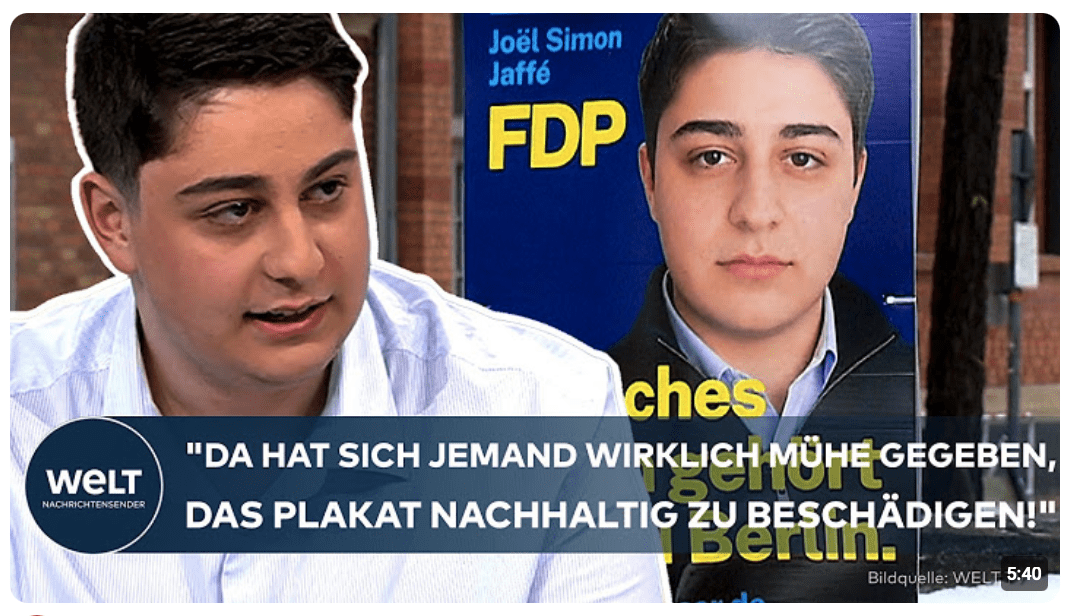 ANTISEMITISMUS BERLIN: „Wenn jemand ein Plakat abreißt, hänge ich zwei neue auf“ Jaffes Kampfansage!