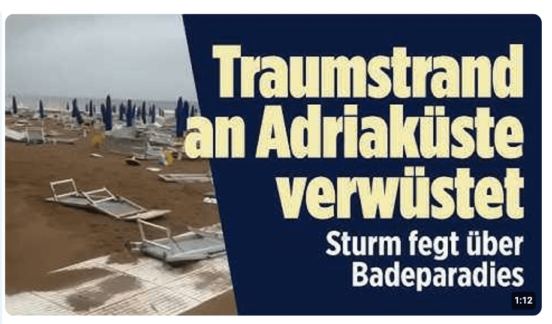 ITALIEN: Heftiger Sturm zerstört Traumstrand in Nordadria