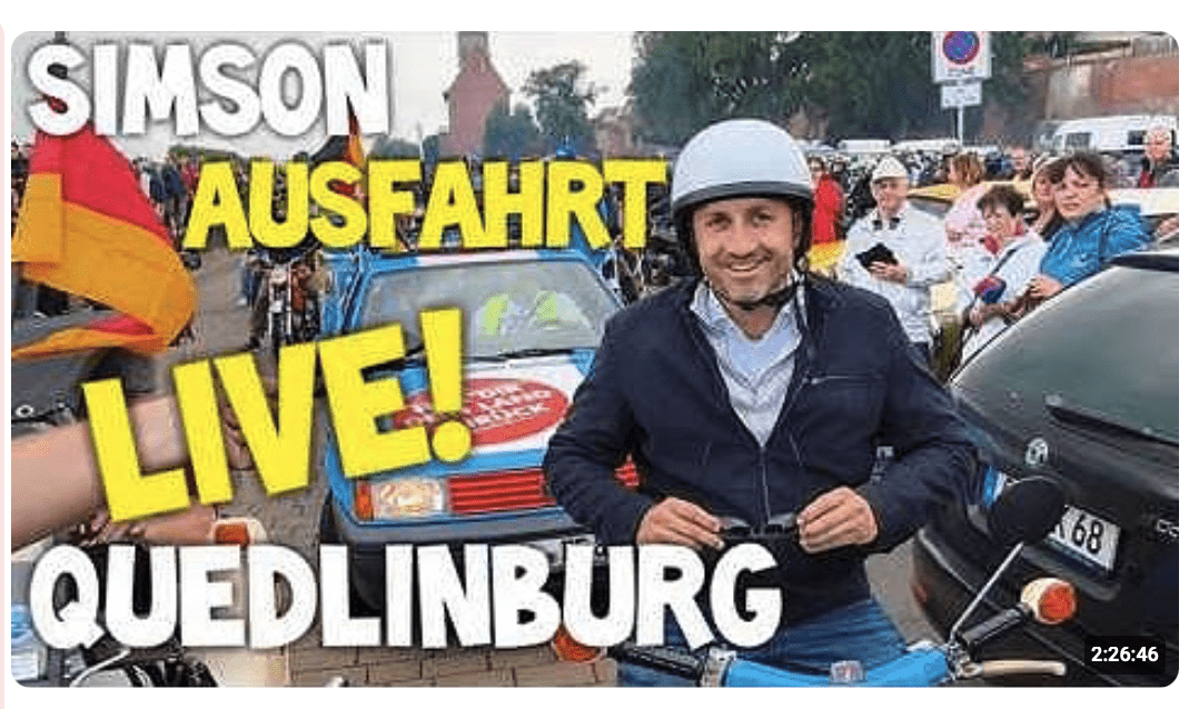 LIVE 2 SIMSON Fahrt Ulrich Siegmund Ausfahrt Quedlinburg AfD Vision 2026 Sachsen-Anhalt