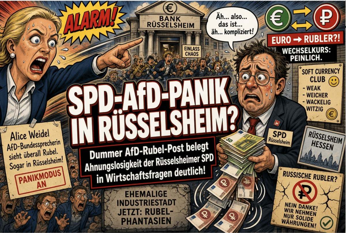SPD-AfD-PANIK IN RÜSSELSHEIM? Dummer AfD-Rubel-Post belegt Ahnungslosigkeit der Rüsselsheimer SPD in Wirtschaftsfragen deutlich!