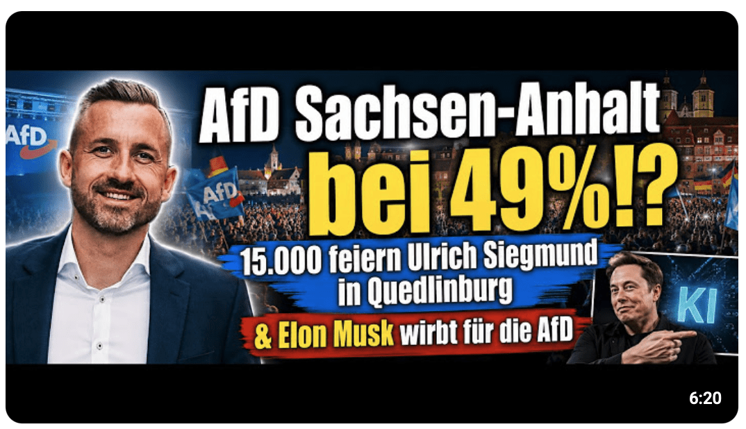 AfD in Sachsen Anhalt bei 49%!?/ 15.000 feiern Ulrich Siegmund in Quedlinburg!