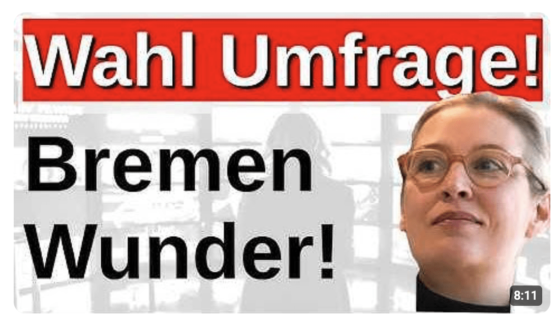 Das Wunder von Bremen! Wahlumfrage Bremen! AfD in Richtung Platz 1 SPD Desaster!