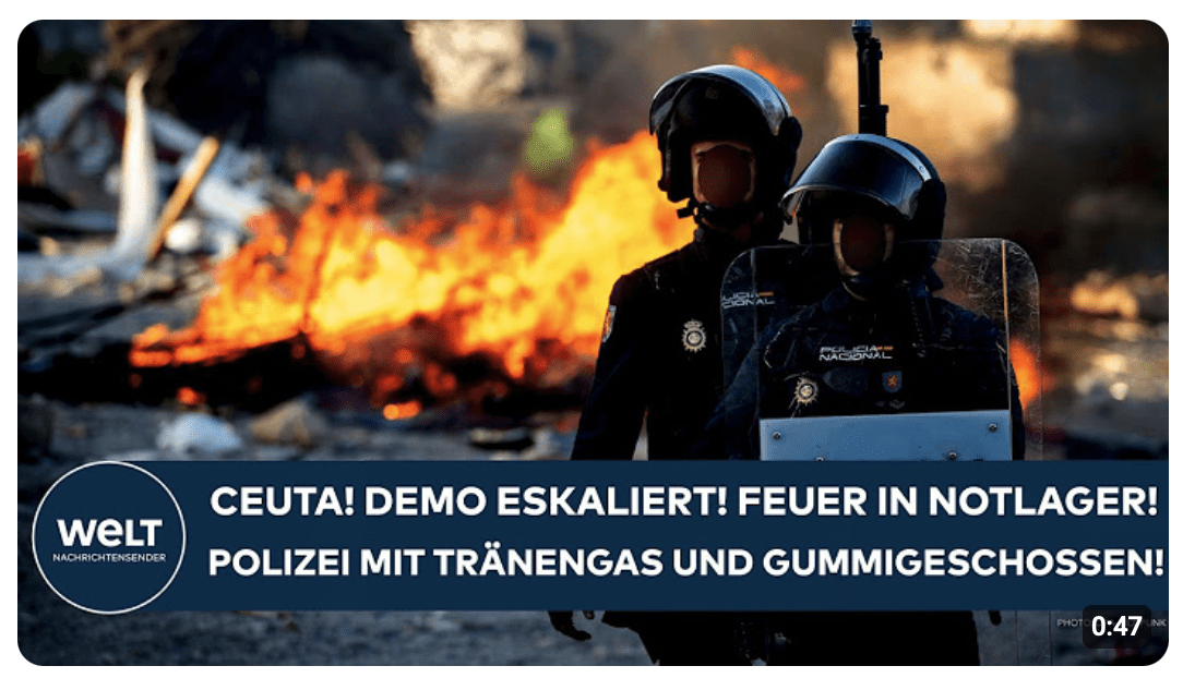 CEUTA: Demonstranten legen Feuer in Notlager! Polizei reagiert mit Tränengas und Gummigeschossen!