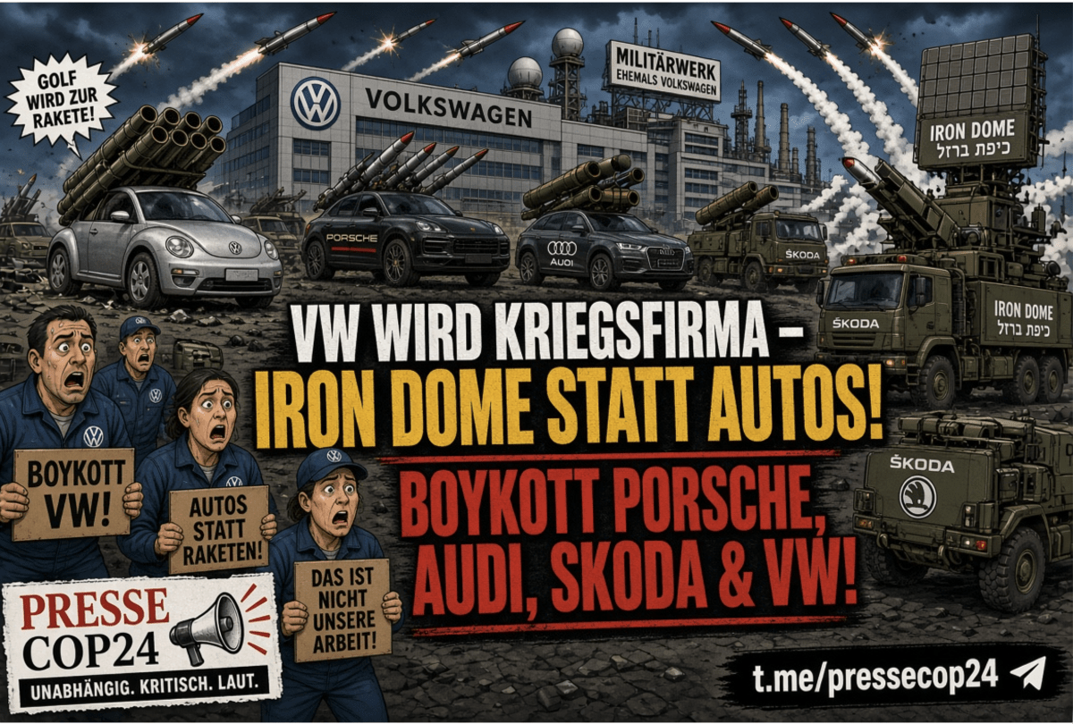 VW wird Kriegsfirma? „IRON DOME“ STATT NUR AUTOS – VOLKSWAGEN PLANT MILITÄR-DEAL! BOYKOTT-AUFRUF GEGEN VW, PORSCHE, AUDI UND ŠKODA!