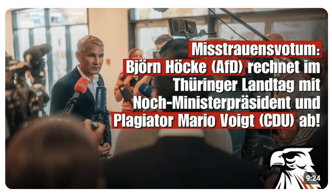 Björn Höcke (AfD) rechnet im Thüringer Landtag mit Noch-Ministerpräsident Mario Voigt (CDU) ab!