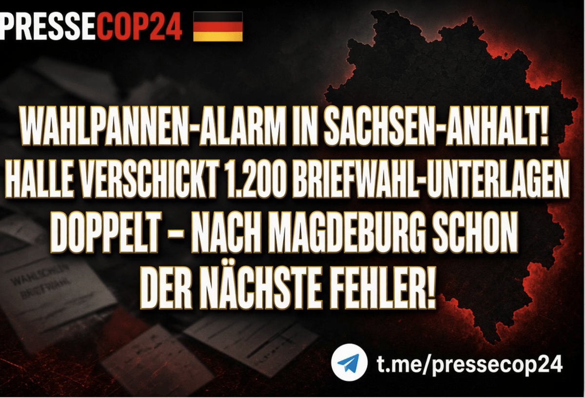 WAHLPANNEN-ALARM IN SACHSEN-ANHALT! HALLE VERSCHICKT 1.200 BRIEFWAHL-UNTERLAGEN DOPPELT – NACH MAGDEBURG SCHON DER NÄCHSTE FEHLER!