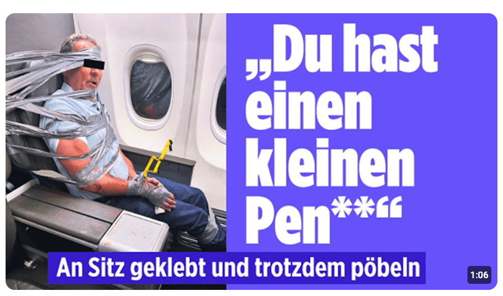 Chaos im Flugzeug: Passagier gefesselt und wegen Ausrasters angeklagt