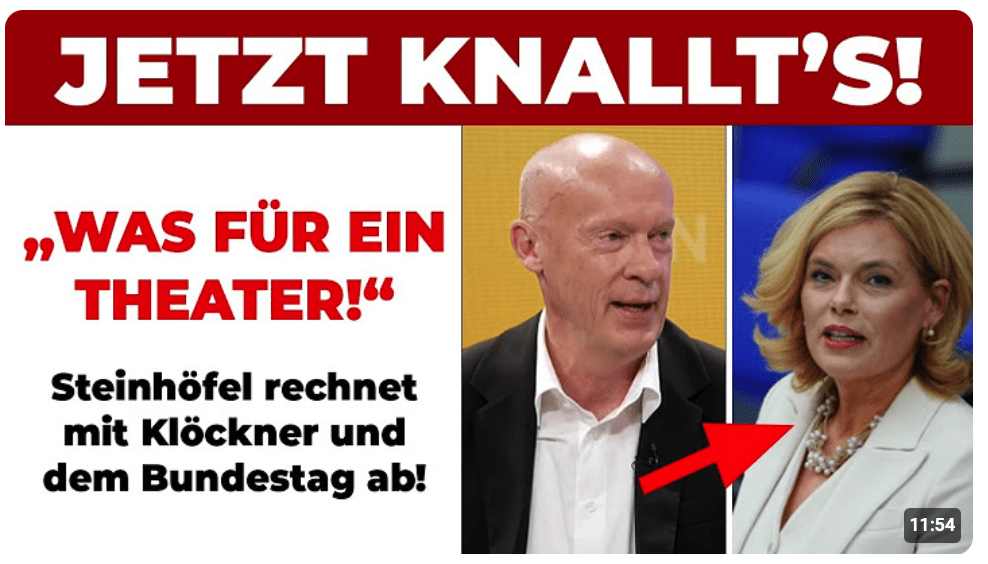 „WAS FÜR EIN THEATER!“  Steinhöfel rechnet mit Klöckner und dem Bundestag ab!