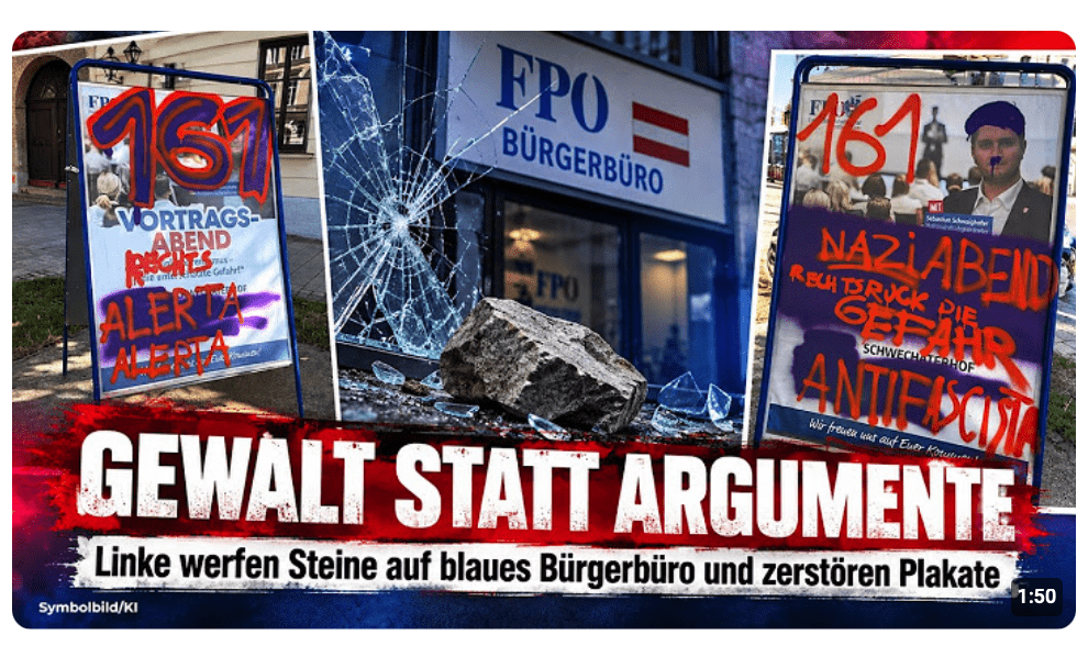 Gewalt statt Argumente: Linke werfen Steine auf blaues Bürgerbüro und zerstören Plakate