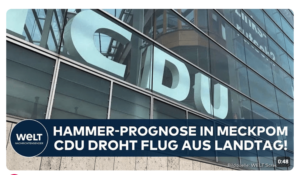 DEUTSCHLAND: Hammer-Prognose in Mecklenburg-Vorpommern! CDU stürzt Richtung fünf Prozent ab