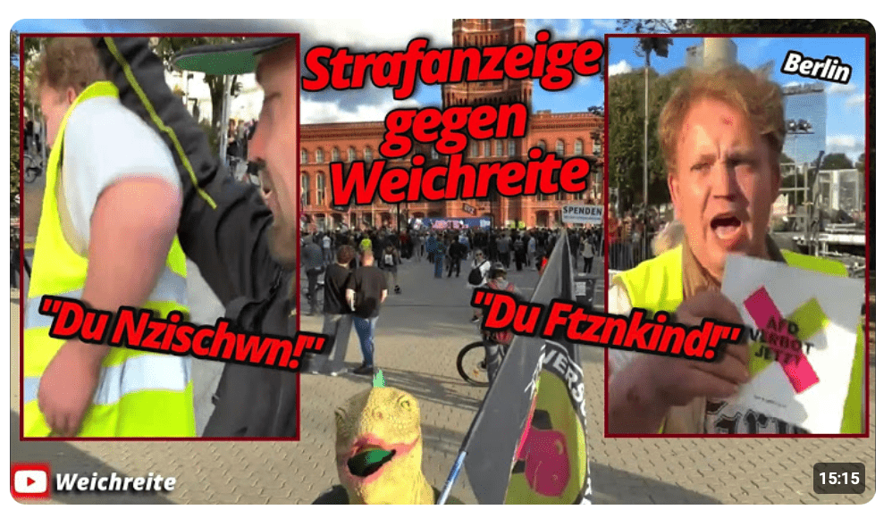 Strafanzeige für Weichreite Eskalation mit Teilnehmer, Polizei macht nix Sterndemo Berlin 12.9.26