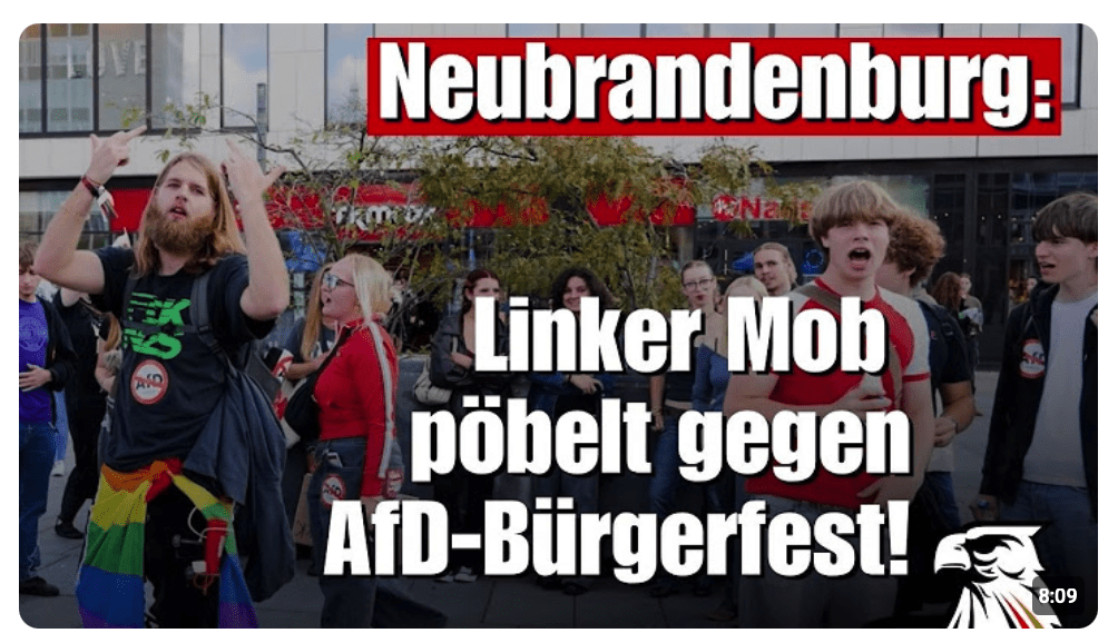 NEUBRANDENBURG: LINKER MOB PÖBELT GEGEN AFD-BÜRGERFEST!