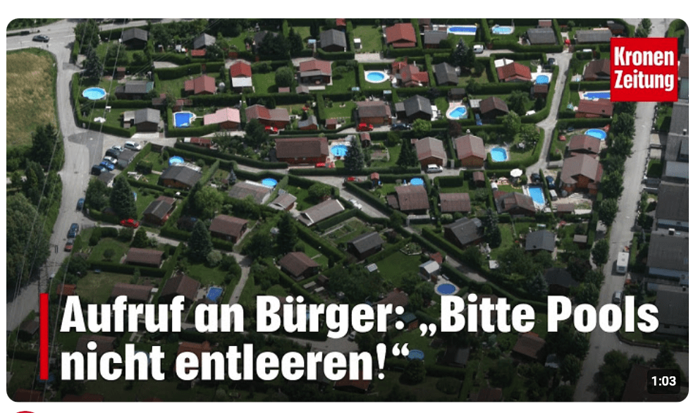Aufruf an Bürger: „Bitte Pools nicht entleeren!“ | krone.tv NEWS