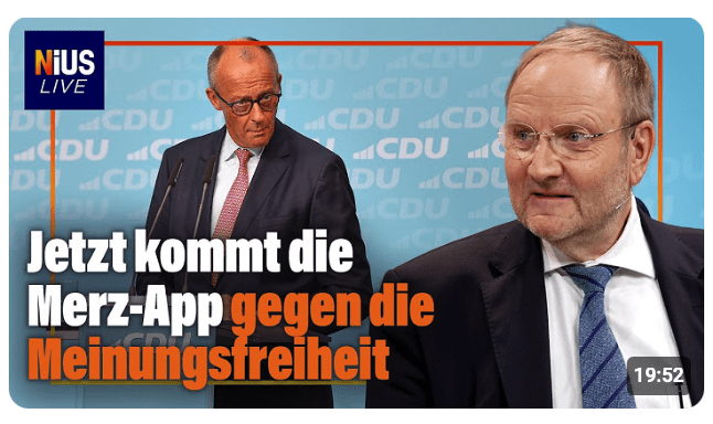 Merz lässt mit Steuer-Millionen KI gegen die Meinungsfreiheit entwickeln | NIUS Live