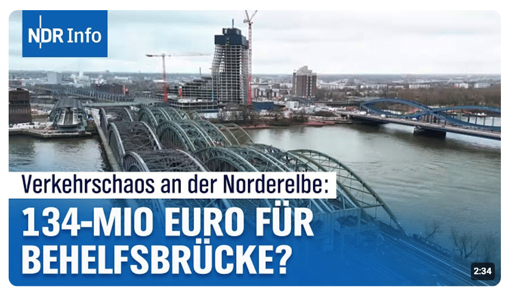 Nach Schiffsunfall in Hamburg: Verkehrsbehörde plant 134 Mio. Euro Behelfsbrücke ab 2028 | NDR Info