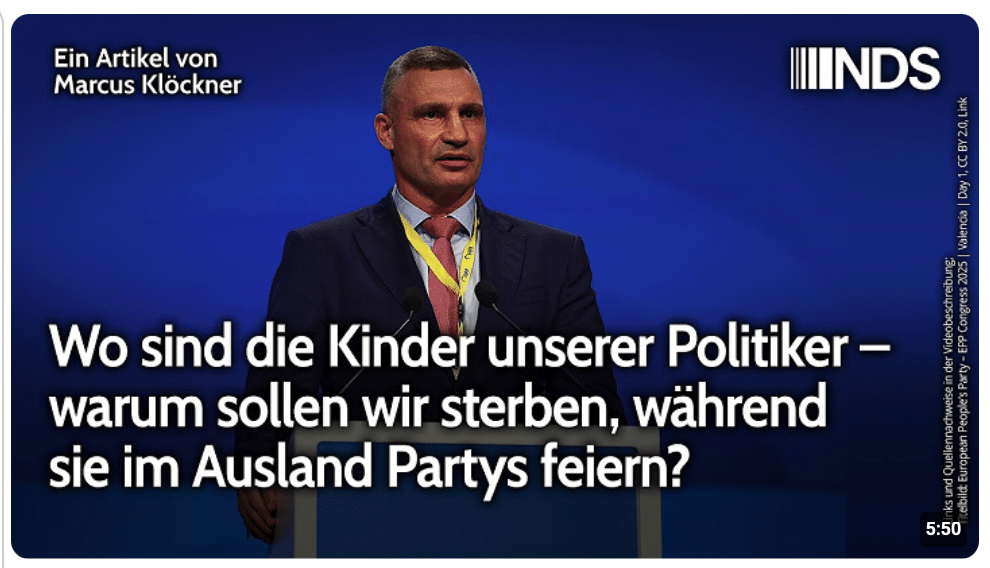Wo sind die Kinder unserer Politiker – warum sollen wir sterben, während sie Partys feiern? NDS